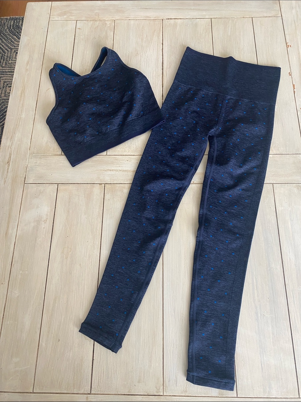 Splits 59 Navy Teal Polka Dot Leggings Tank Set Small